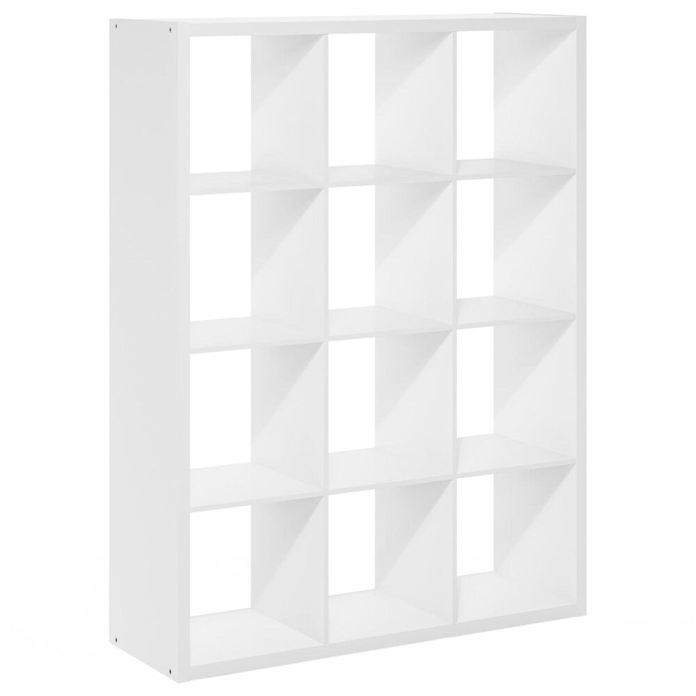 HOMLUX 12-Cube Reversible Open Back Bookshelf in White, , large