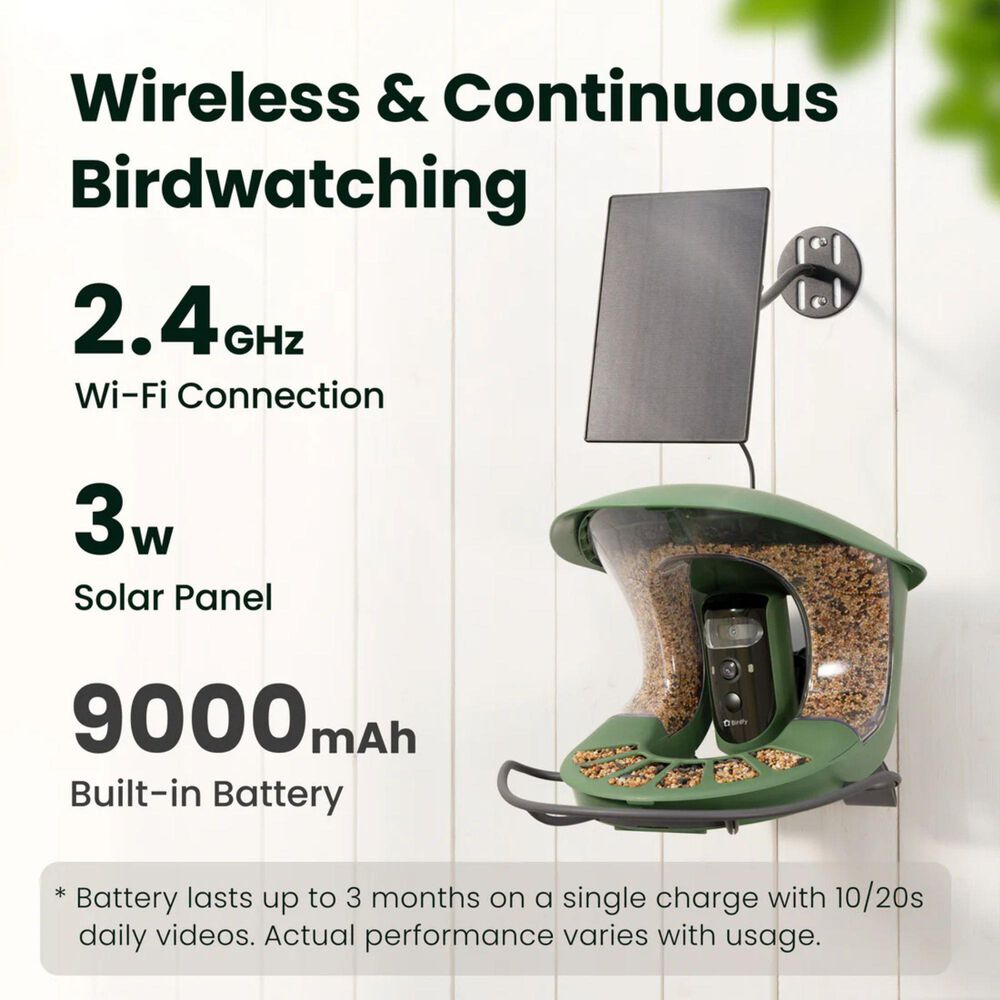 Birdfy Bird Feeder 2 with Smart Camera and Solar Panel in Green, , large
