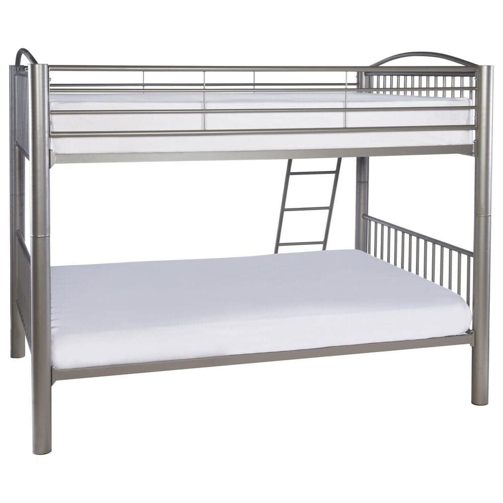 Linon Home Decor Heavy Full Over Full Bunk Bed in Pewter, , large