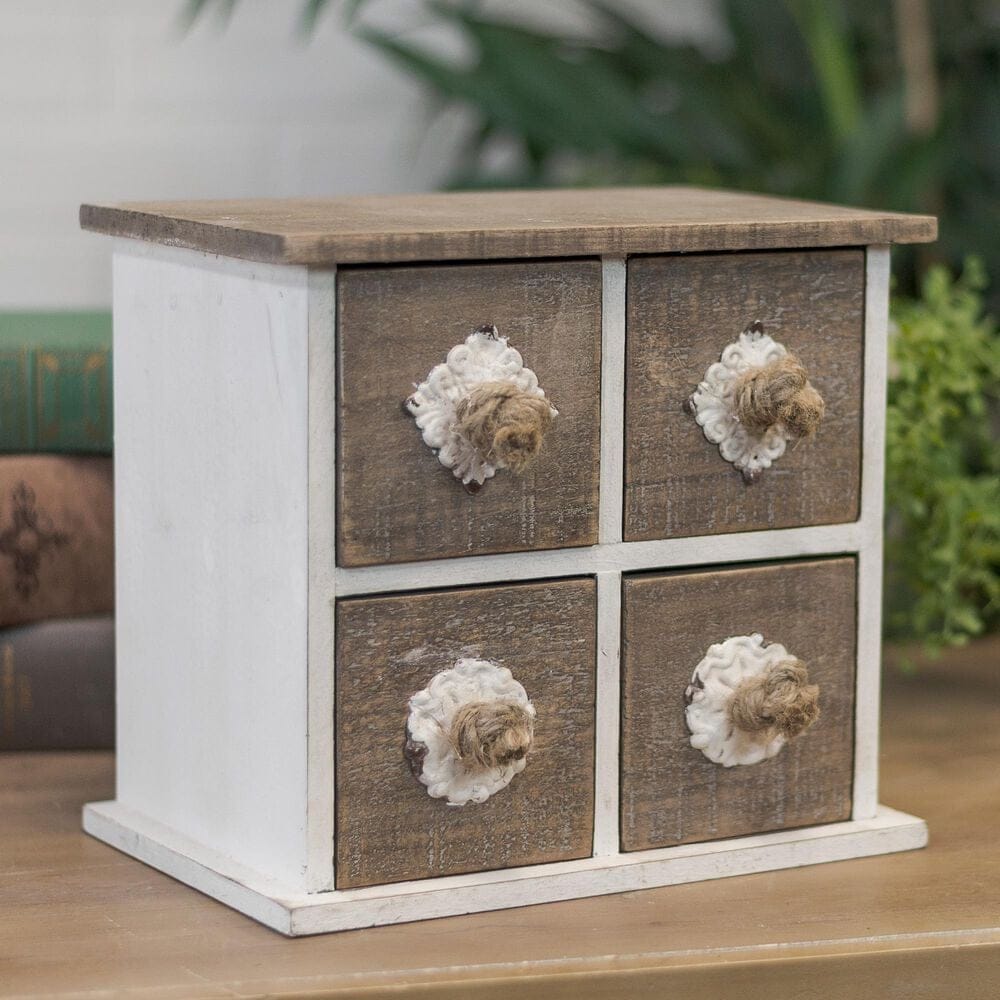 VIP Home and Garden Wood Jewelry Box in Brown/White, , large
