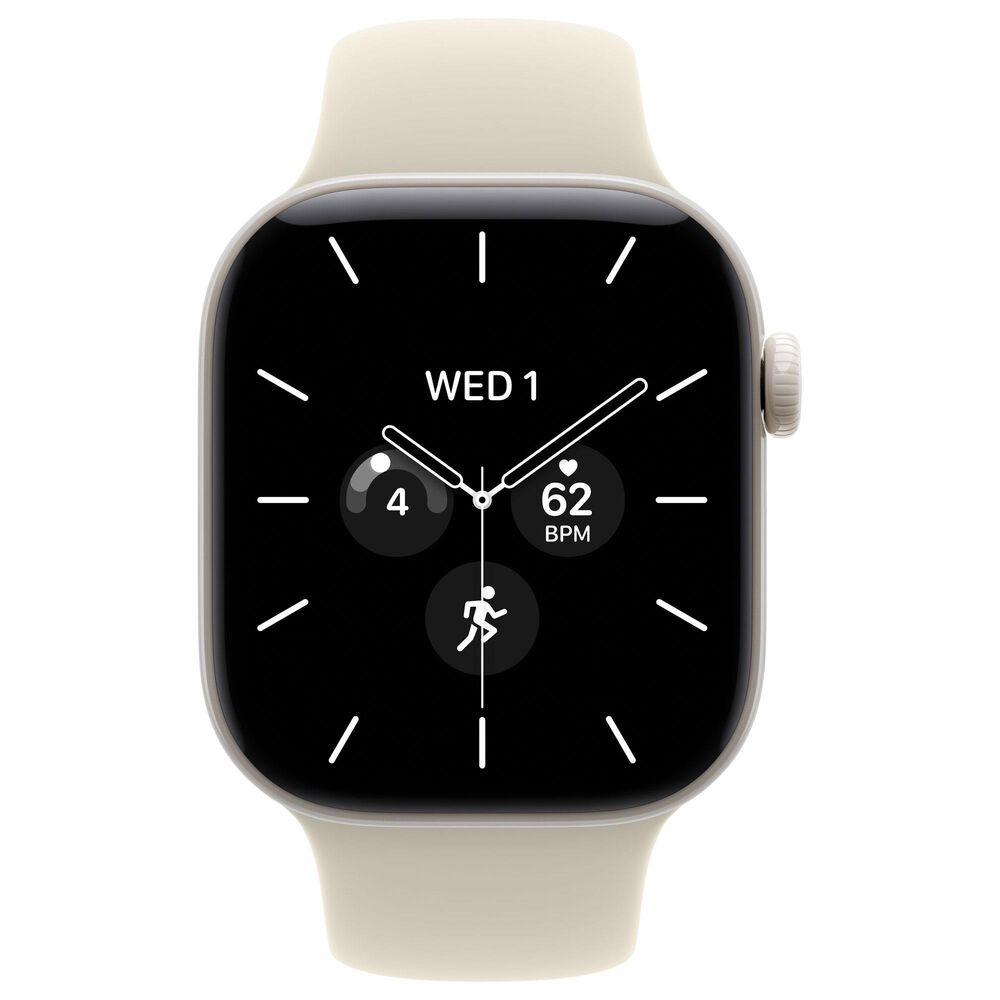 Apple Watch Series 12 (GPS + Cellular) 42mm Pearl White Ceramic Case with Sand Sport Band - S/M and 2-Year AppleCare+, , large