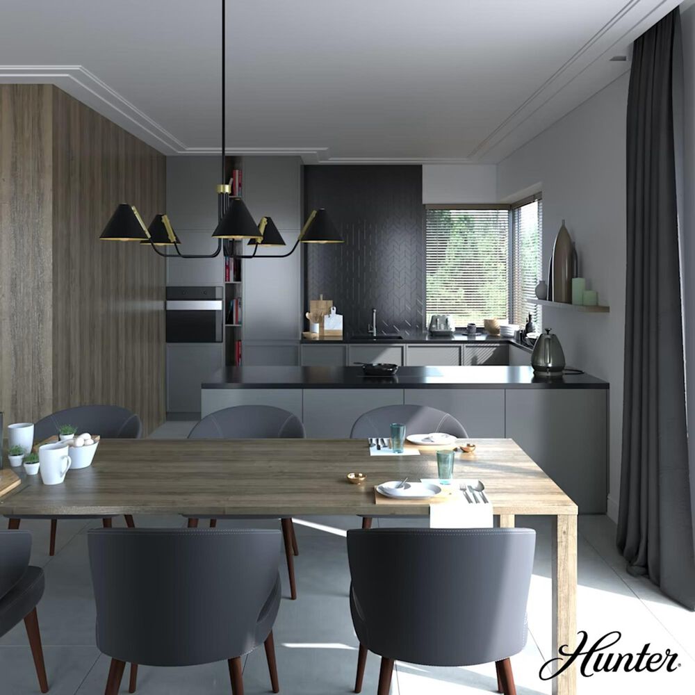 Hunter Grove Isle 5-Light Chandelier in Matte Black, , large