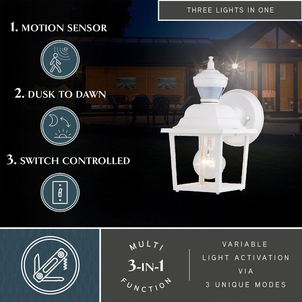 Vaxcel Bedford 5.25" 1-Light Outdoor Motion Sensor Wall Sconce in Textured White, , large