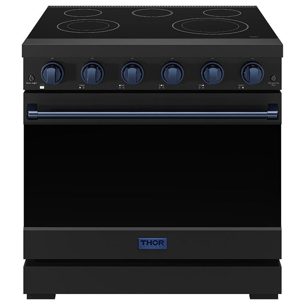 Thor Kitchen Gordon Ramsay 6 Cu. Ft. Professional Freestanding Electric Range with Blue Handle Kit in Black, , large