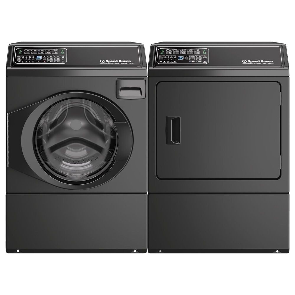 Speed Queen 3.5 Cu. Ft. Front Load Left Hinge Washer and 7 Cu. Ft. Electric Dryer Laundry Pair in Matte Black, , large