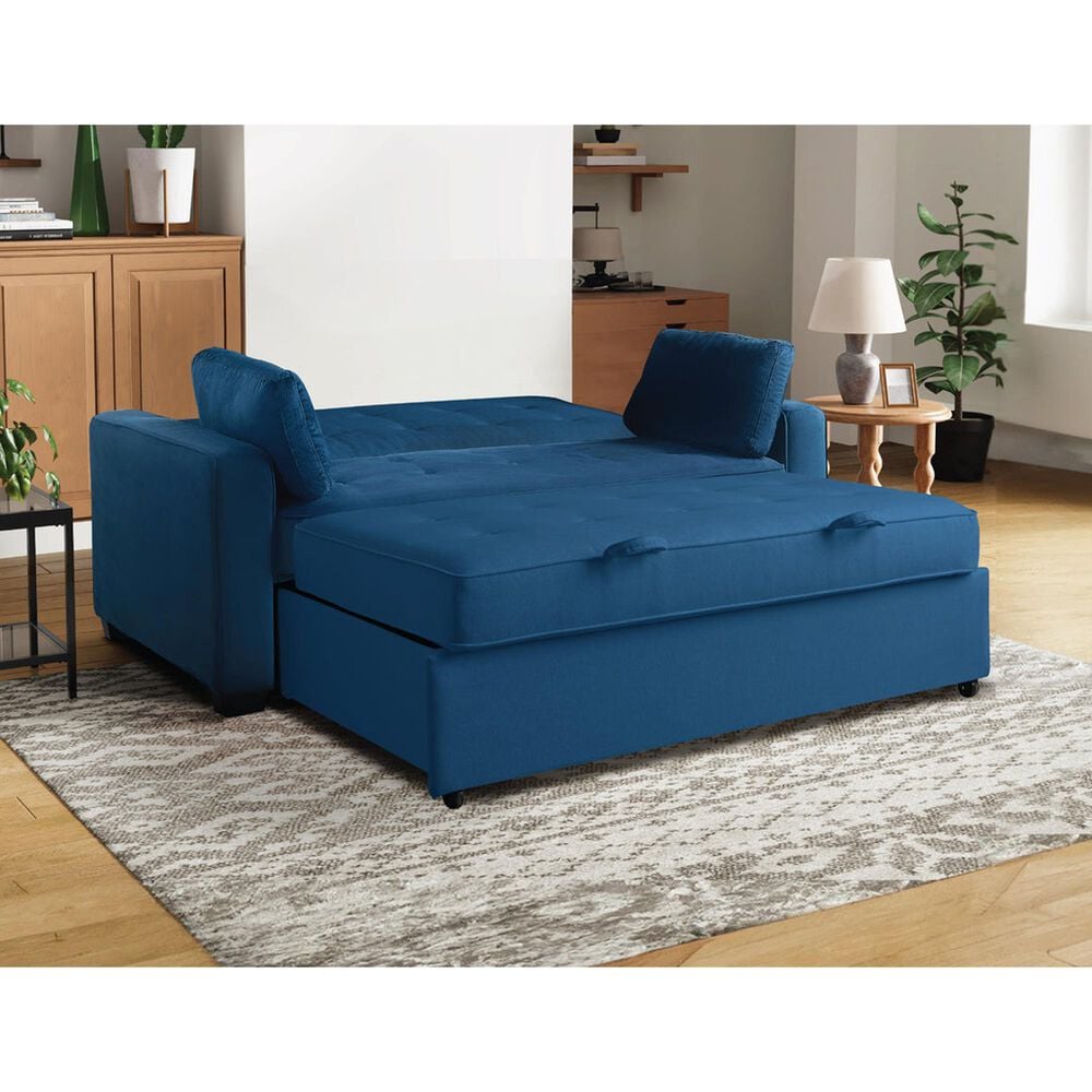 Serta Augustine Queen Convertible Sofa in Navy, , large