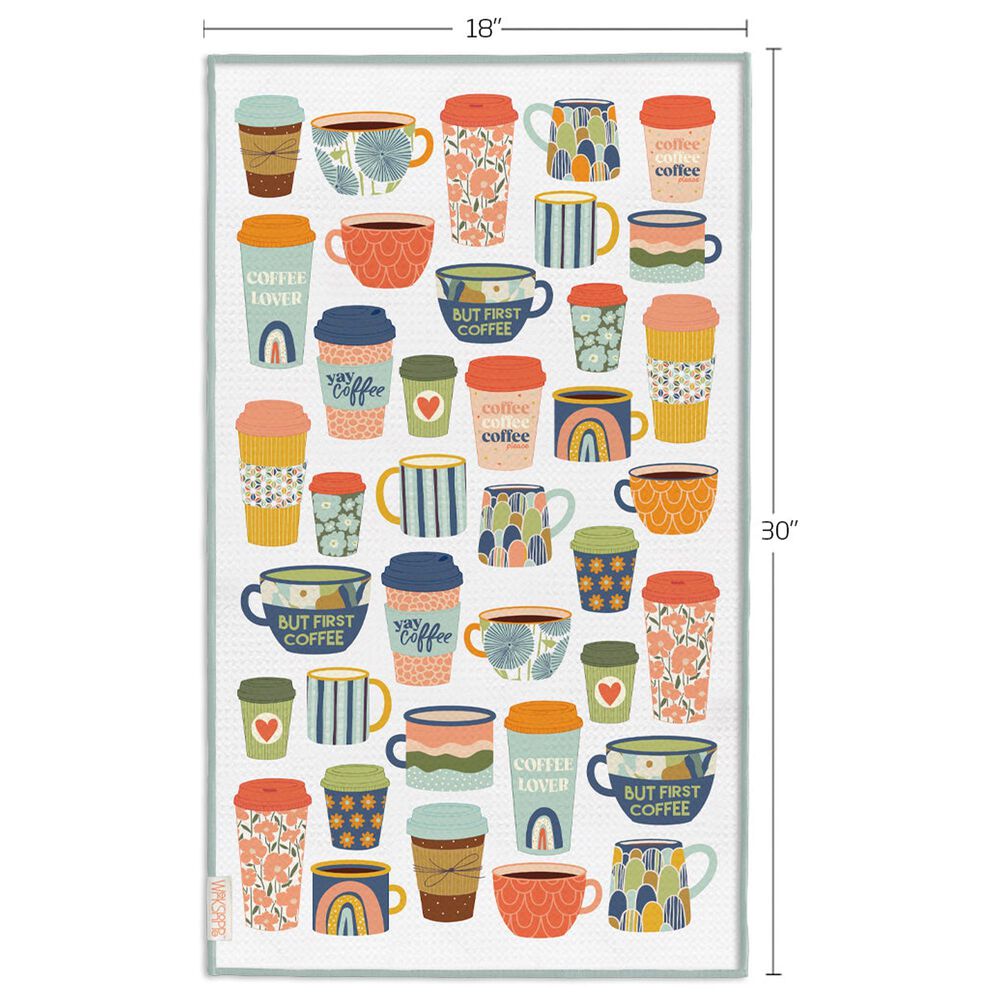 Werkshoppe But First Coffee Microfiber Towel in Multicolor, , large