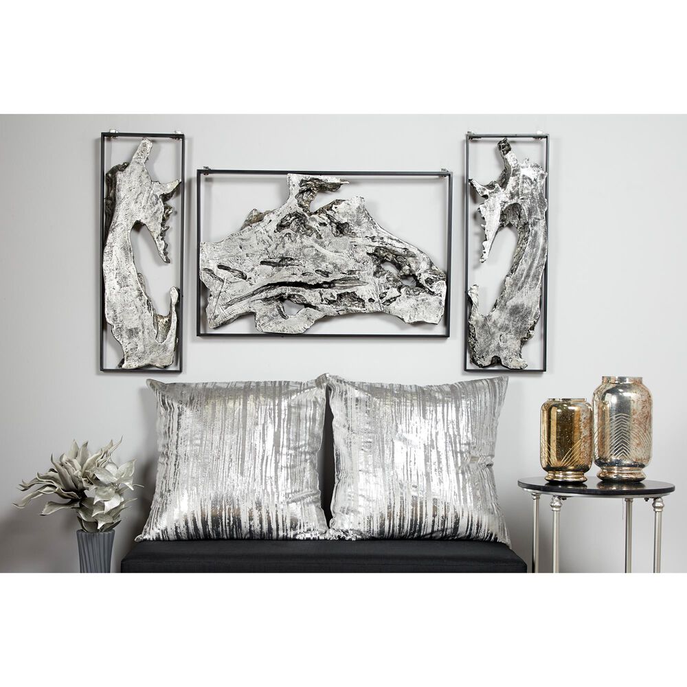 Maple and Jade 32&quot; x 11&quot; Abstract Art Wall Decor in Silver &#40;Set of 2&#41;, , large