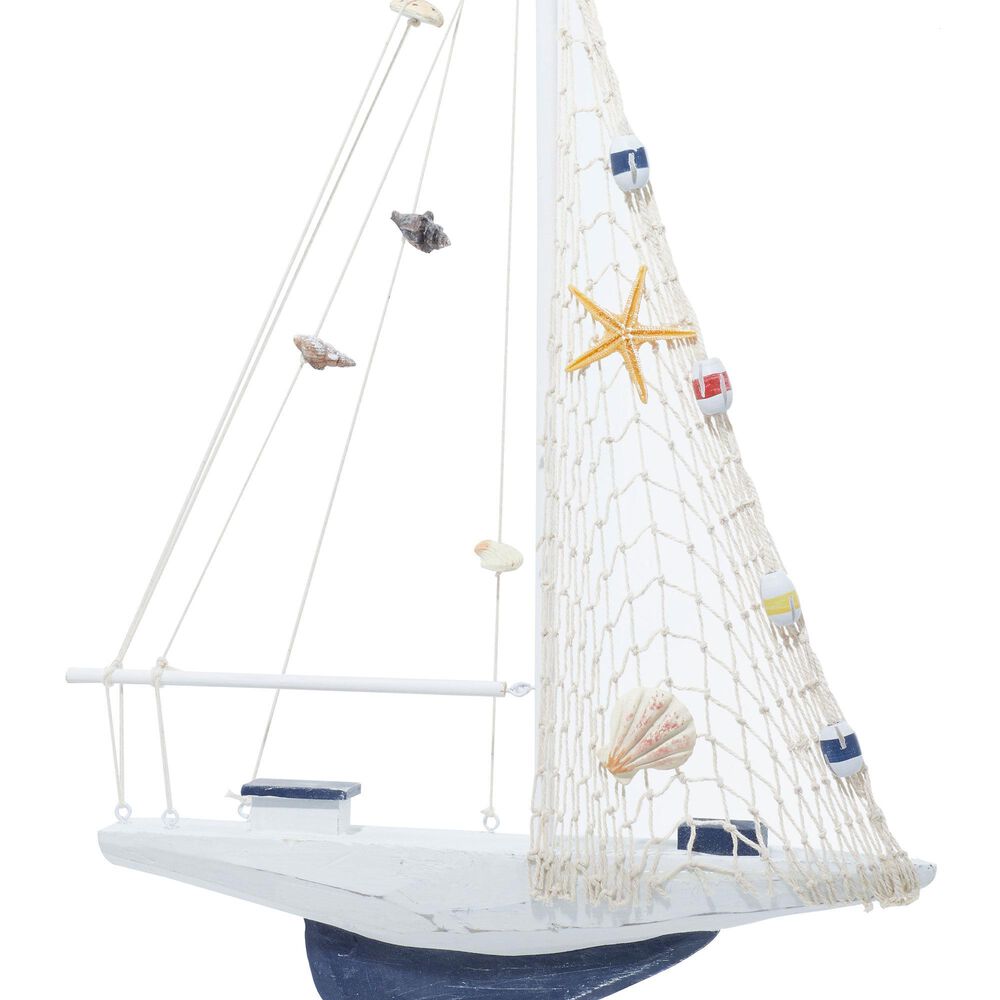 Maple and Jade 22&quot; Coastal Sail Boat Sculpture in Blue and White &#40;Set of 2&#41;, , large