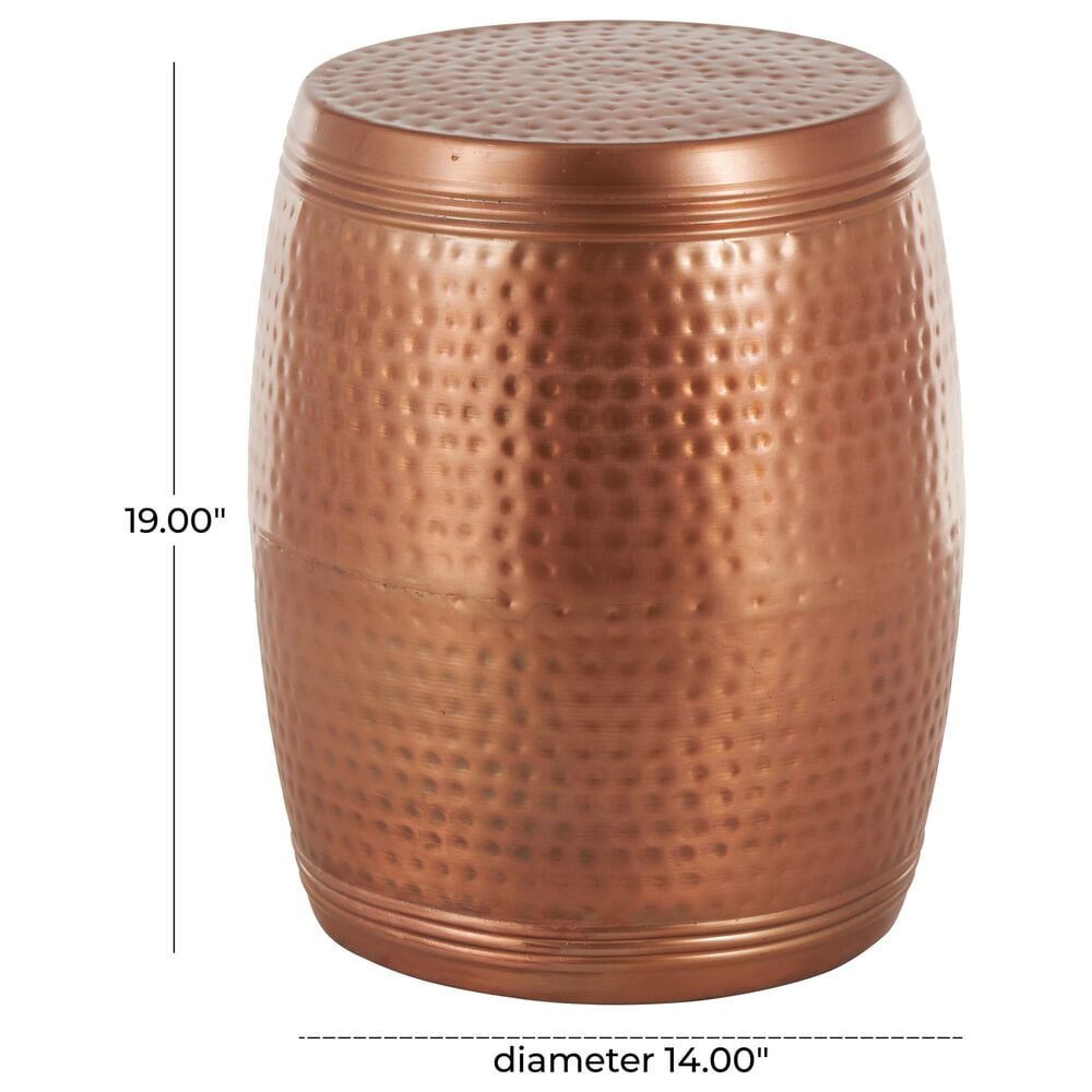 Maple and Jade Handmade Drum Accent End Table in Weathered Copper, , large