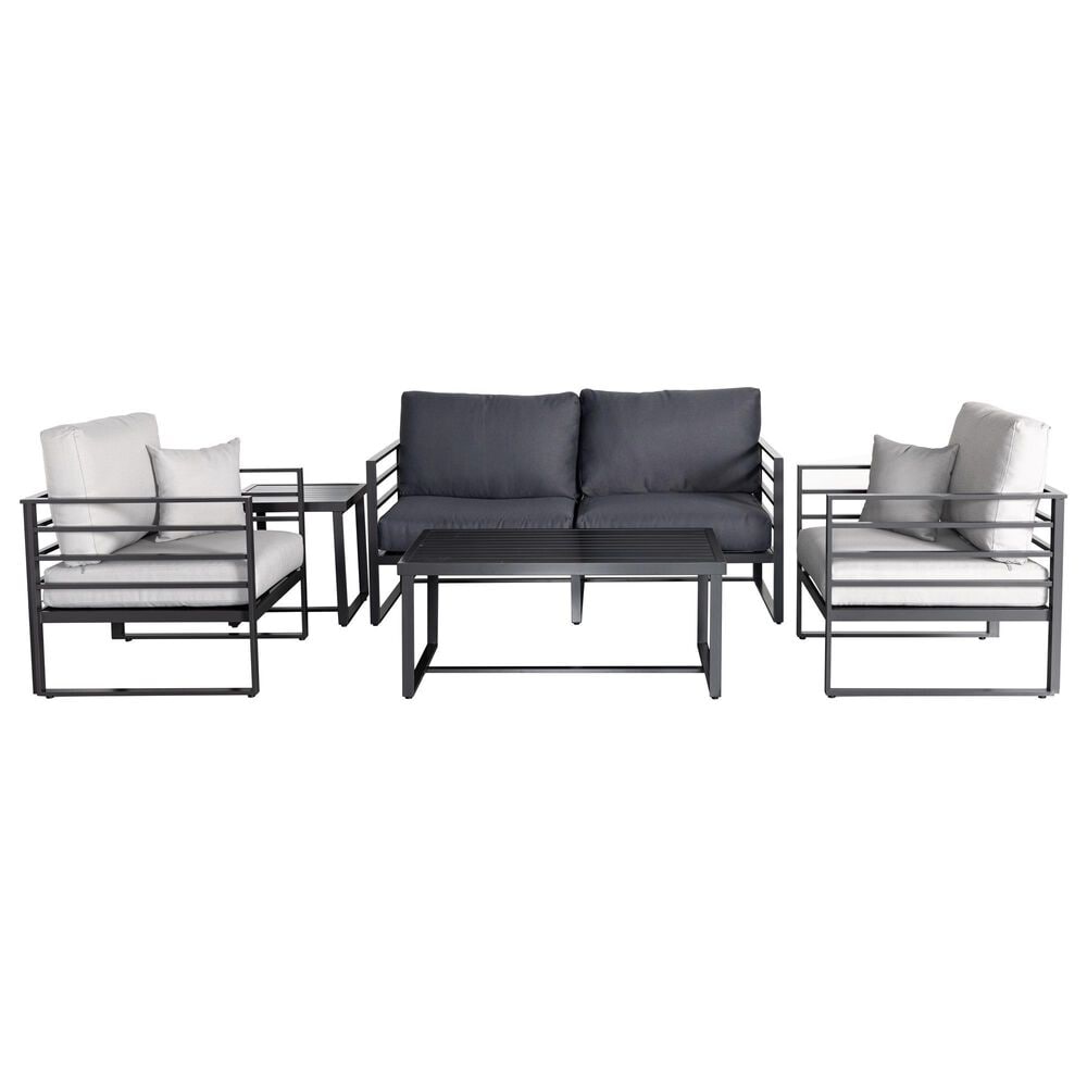 Plank and Hide Holt 5-Piece Conversation Set in Duckcloth Oyster and Graphite, , large
