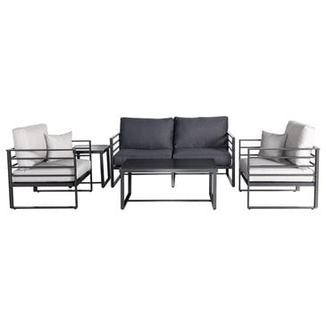 Plank and Hide Holt 5-Piece Conversation Set in Duckcloth Oyster and Graphite, , large