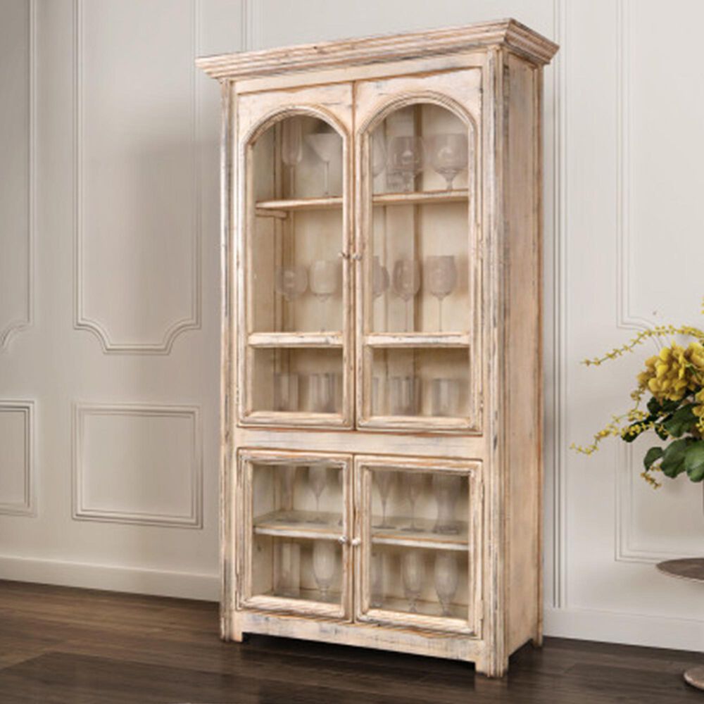 Sunset Bay Venecia 86" Tall Curio in Antique White Nebraska