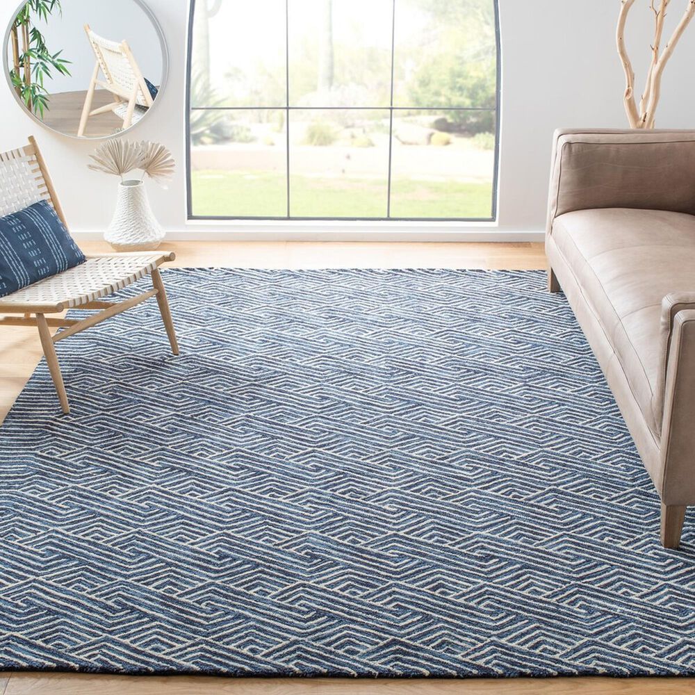 Safavieh Micro-Loop 10&#39; x 14&#39; Dark Blue and Ivory Area Rug, , large