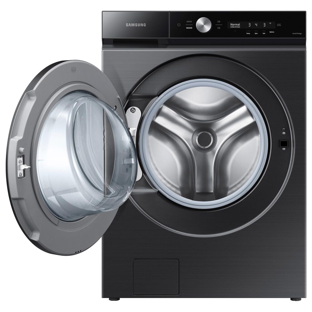 Samsung Bespoke 5.3 Cu. Ft. Front load Washer with Super Speed Wash and AI Smart Dial in Brushed Black, , large