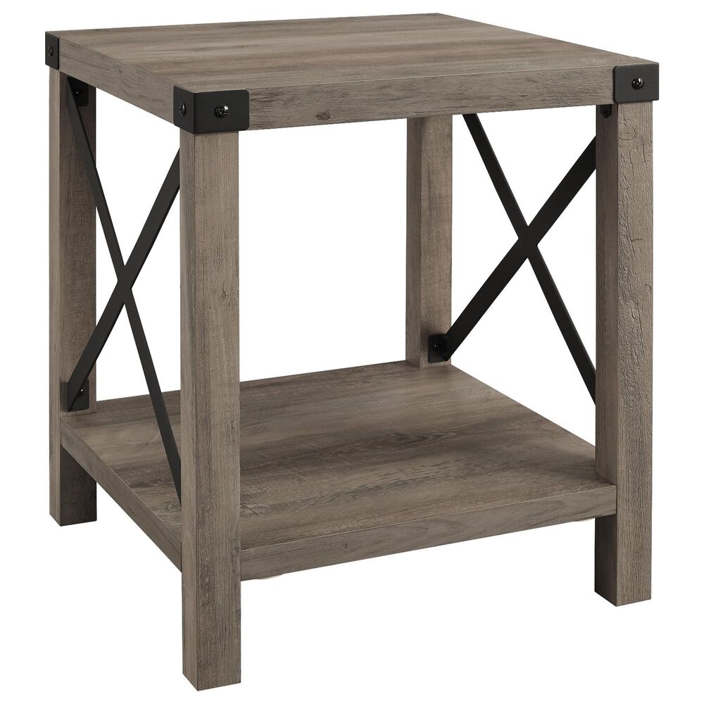 Walker Edison Barn Door Side Table in Grey Wash, , large