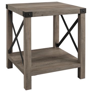 Walker Edison Barn Door Side Table in Grey Wash, , large