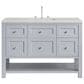 James Martin Vanities Breckenridge 48" Single Bathroom Vanity in Serenity Blue with 3 cm Eternal Jasmine Pearl Quartz Top and Rectangular Sink, , large