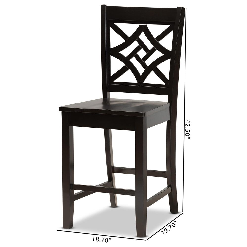 Baxton Studio Nicolette Counter Stool in Dark Brown (Set of 2), , large