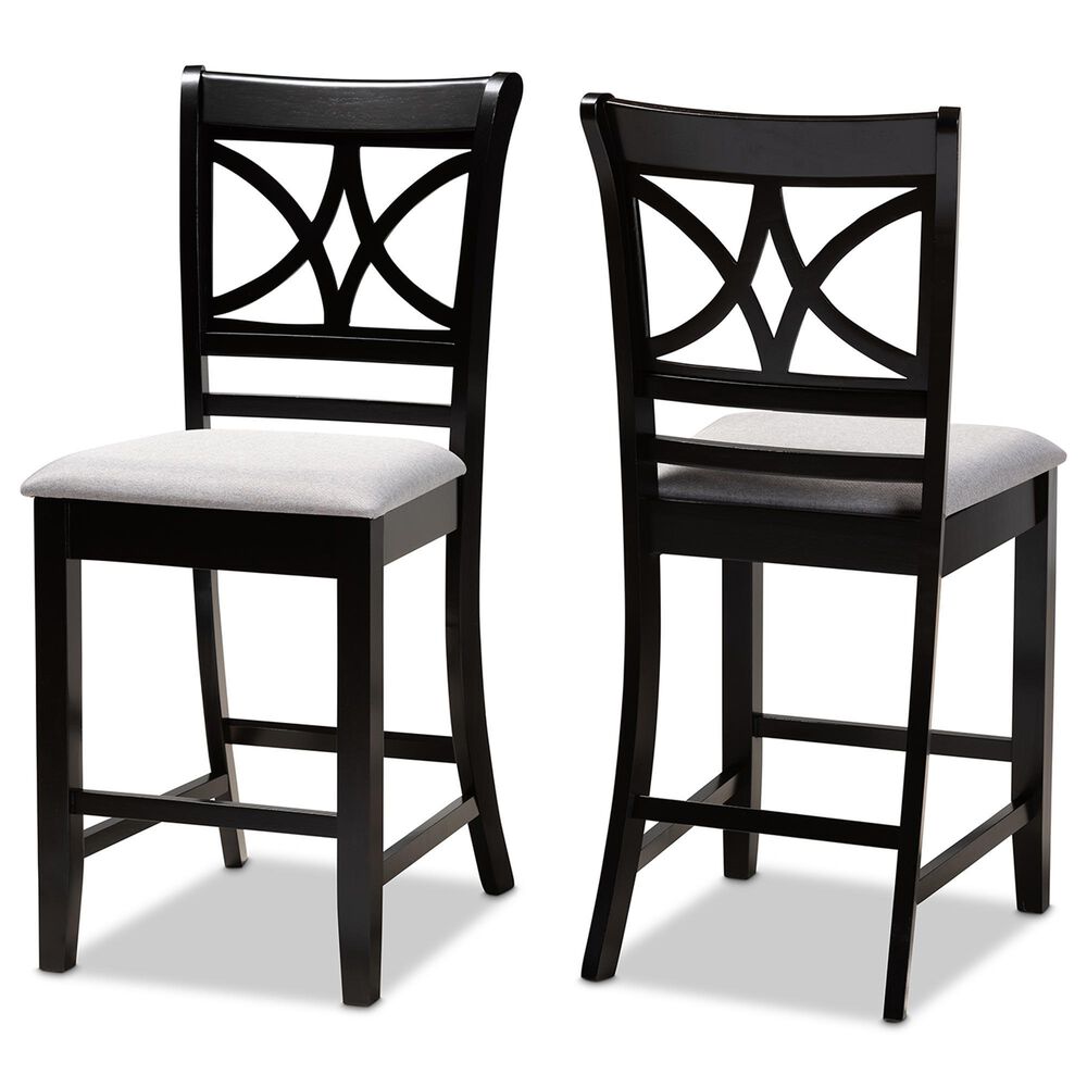 Baxton Studio Chandler Counter Height Pub Chair with Grey Cushion in Espresso Brown (Set of 2), , large