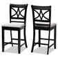 Baxton Studio Chandler Counter Height Pub Chair with Grey Cushion in Espresso Brown (Set of 2), , large