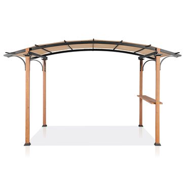 Sunwell Garden 8" x 10" Outdoor Steel Arched Natural Wood Patio Pergola, , large