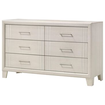 Crown Mark Charlie 6-Drawer Dresser in White, , large