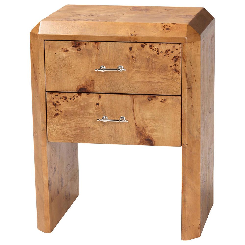 Baxton Studio Nebu 2-Drawer Nightstand in Natural Mappa Burl, , large