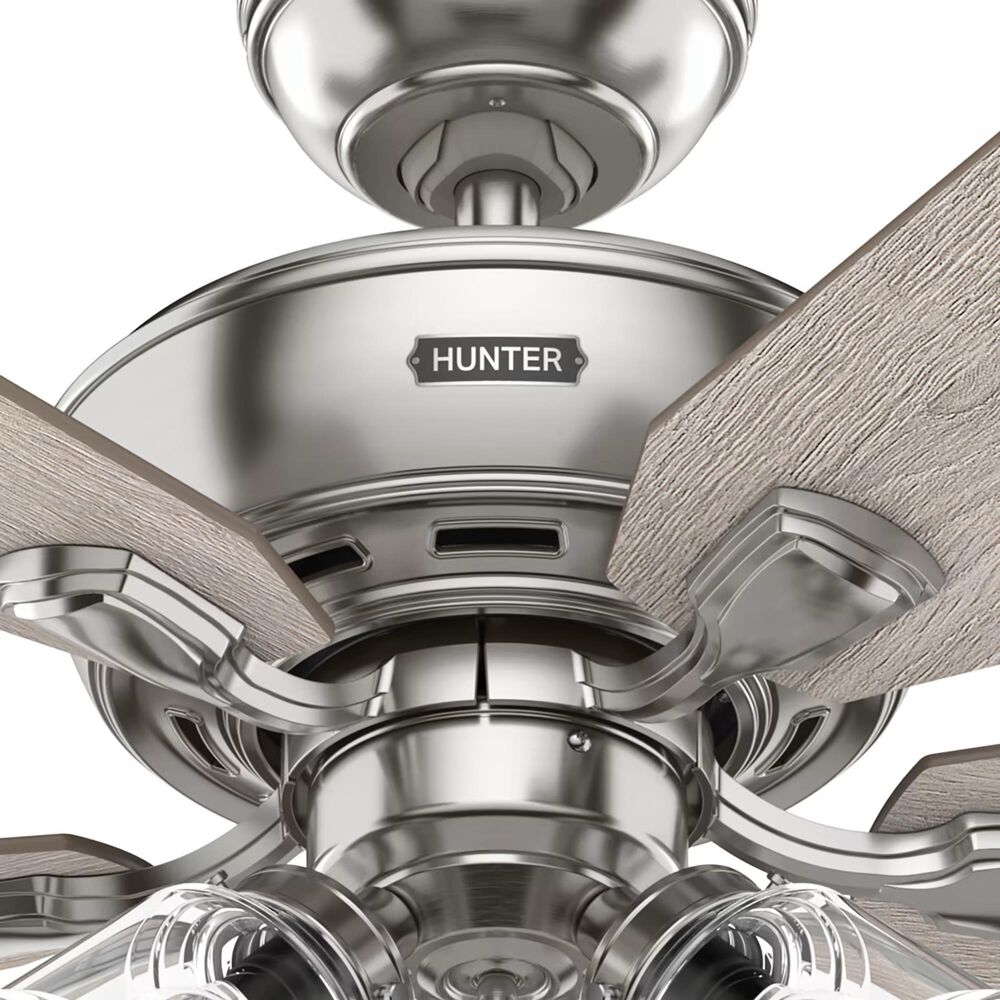 Hunter Rosner 52&quot; Ceiling Fan with Lights in Brushed Nickel, , large