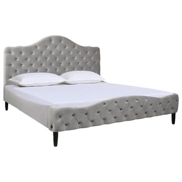 Jennifer Taylor Home Bridget King Upholstered Platform Bed in Opal Grey, , large