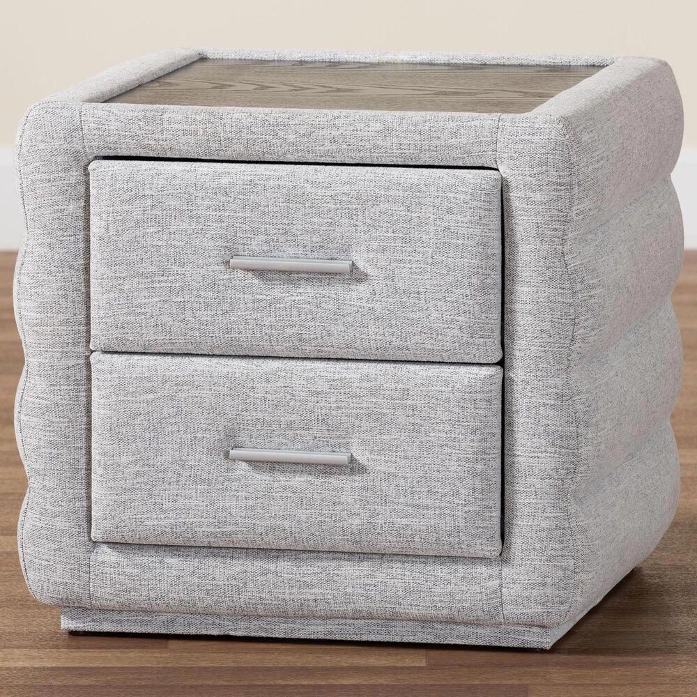 Baxton Studio Cadmus 2-Drawer Nightstand in Light Grey, , large