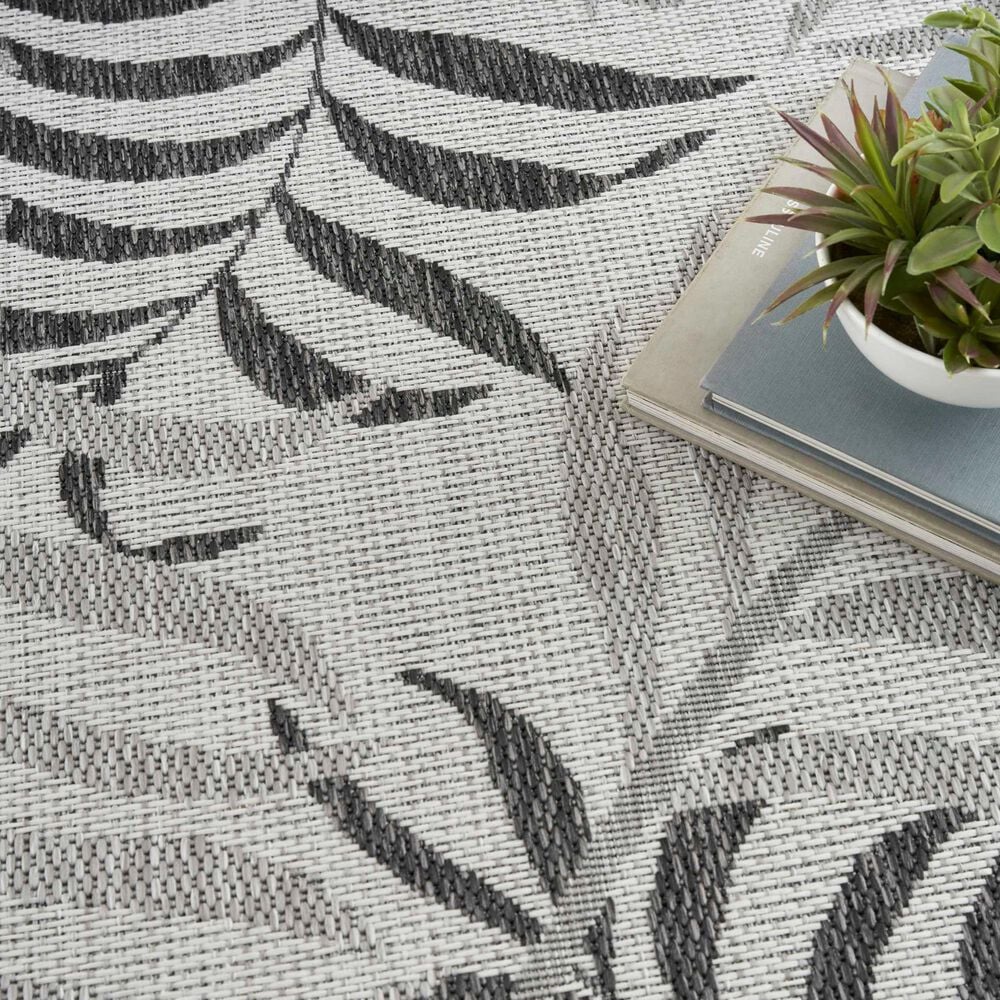 Nourison Garden Oasis Nature Grey 6&#39; x 9&#39; Indoor/Outdoor Area Rug, , large