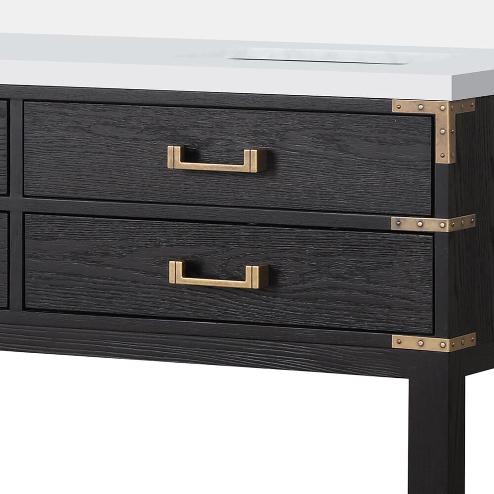 Lexora Home Norwalk 72&quot; Double Bathroom Vanity in Black Oak with White Quartz Top and Rectangular Sinks, , large