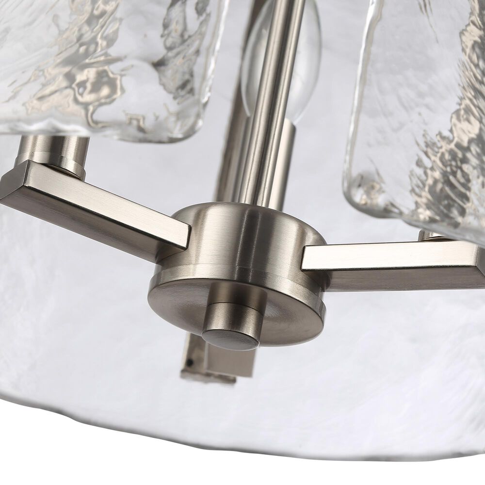 Golden Lighting Aenon 3-Light Wide Taper Candle Pendant with Hammered Water Glass Shade in Pewter, , large