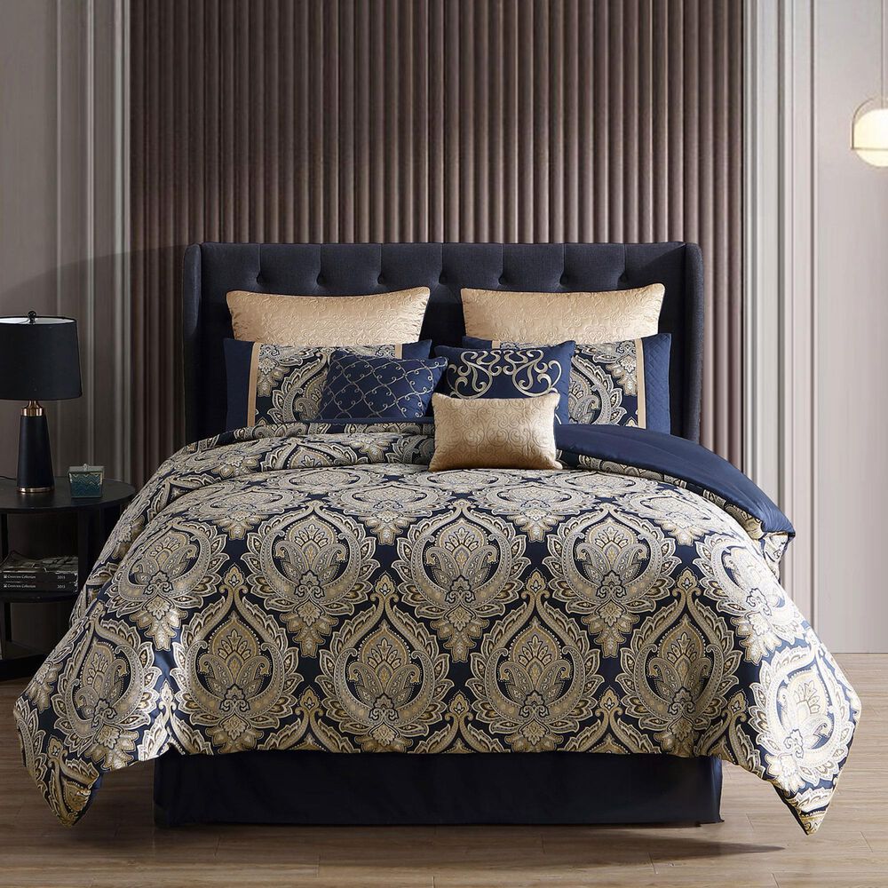 Hallmart Collectibles Brady 10-Piece King Comforter Set in Navy, , large