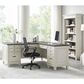 Wycliff Bay Hartford 3-Piece L-Shaped Desk with Bookcase Set in Antique White and Gray, , large