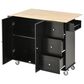 HOMLUX 53" Rolling Mobile Kitchen Island with Solid Wood Top and Locking Wheels in Black, , large