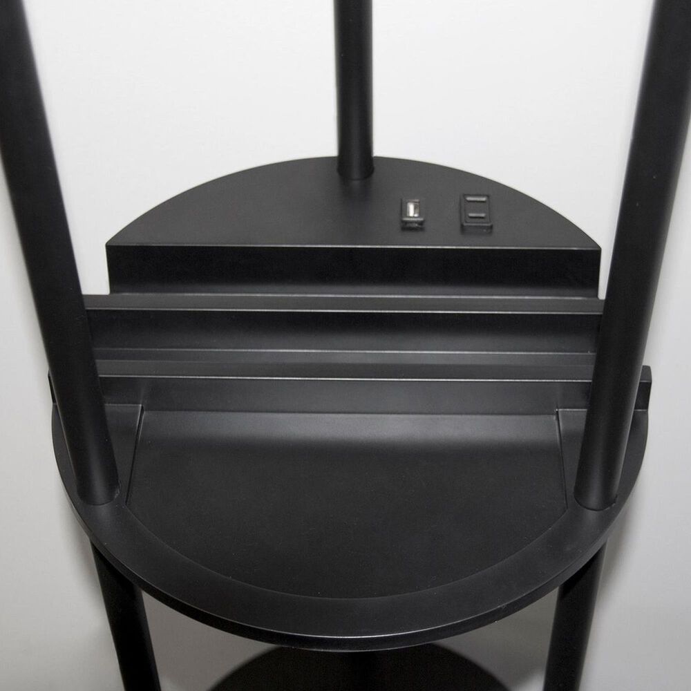 Adesso Charging Station Shelf Floor Lamp with Outlets + USB in Black, , large