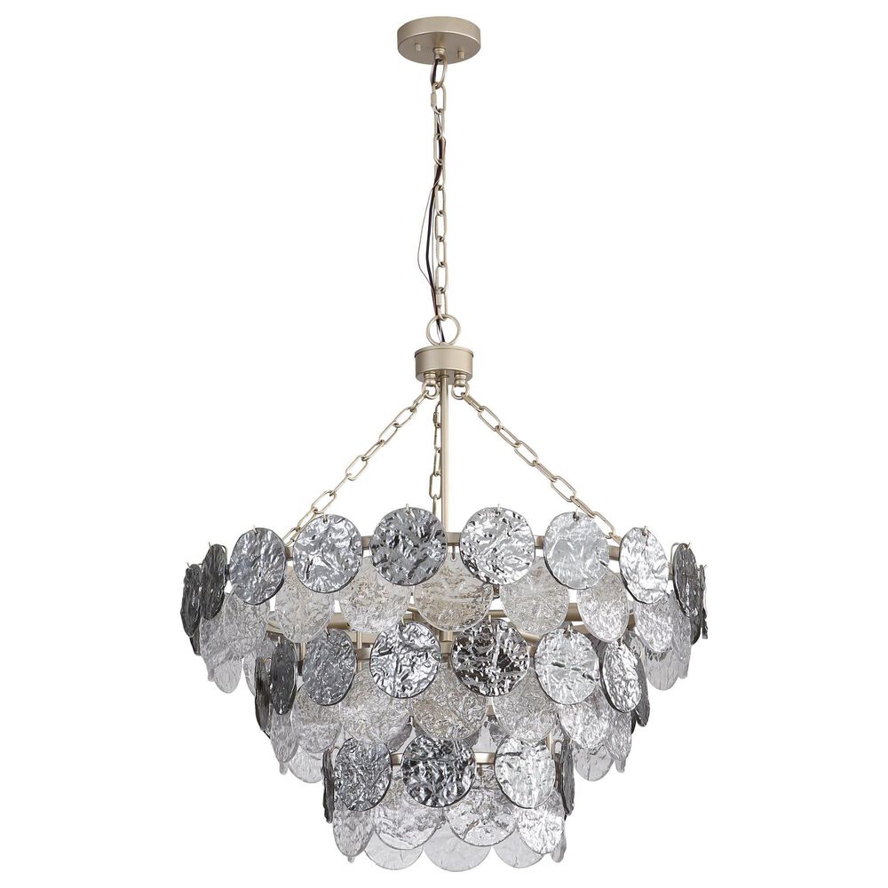 Golden Lighting Cascada 3-Tier 11-Light Pendant with Smoke Plated Glass Shade in Aegean Silver, , large
