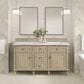 James Martin Vanities Lorelai 60" Double Vanity in Whitewashed Oak with 3 cm Carrara White Marble Top, , large