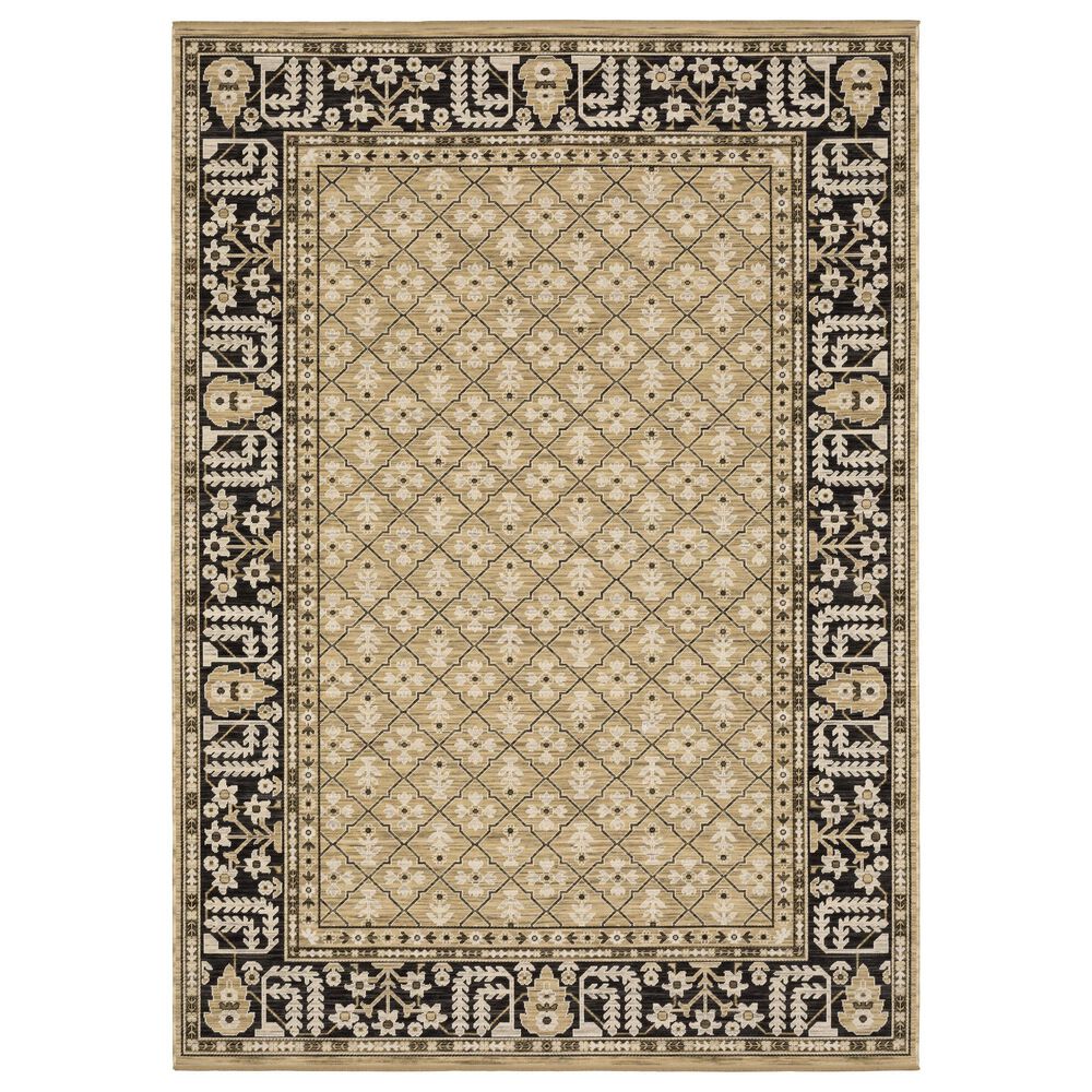 Oriental Weavers Acacia ACA12 Tan and Black 9"10" x 12"10" Area Rug, , large