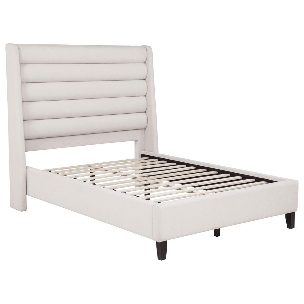 Pacific Landing Leslie Full Upholstered Platform Bed in Beige, , large