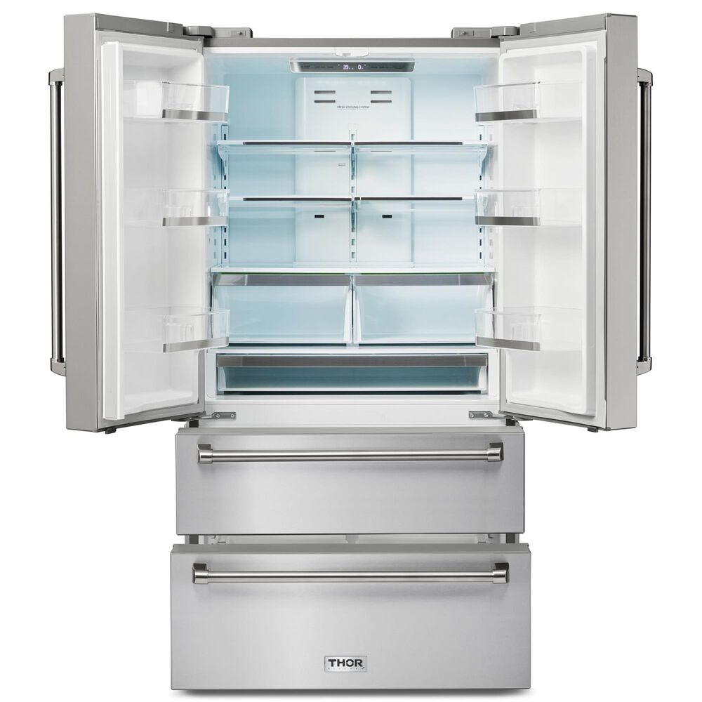 Thor Kitchen 36&quot; Professional French Door Refrigerator with Freezer Drawers in Stainless Steel, , large