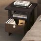 HOMLUX 2-Piece 1-Shelf End Table with Bin Drawer in Dark Walnut, , large