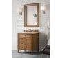 James Martin Vanities Brittany 30" Single Bathroom Vanity in Saddle Brown with 3 cm Eternal Jasmine Pearl Quartz Top and Rectangular Sink, , large