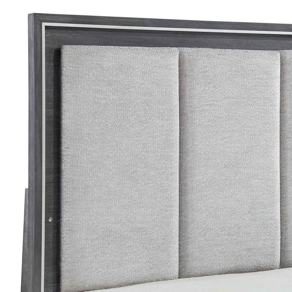 New Heritage Design Odessa King Upholstered Bed in Charcoal and Silver, , large