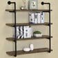 Pacific Landing Elmcrest 4-Shelf Wall Bookshelf in Rustic Oak and Black, , large