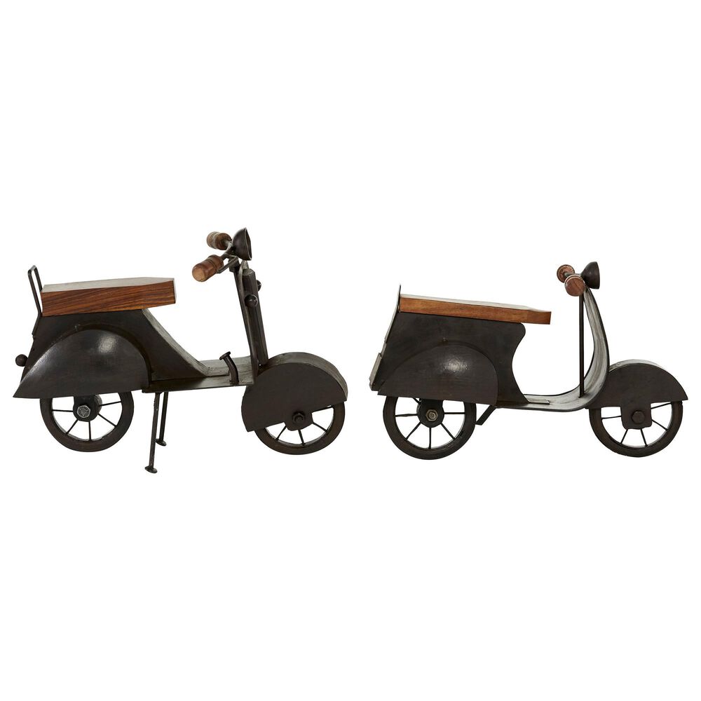 Maple and Jade Contemporary Metal Sculptures in Brown and Distressed Black (Set of 2), , large