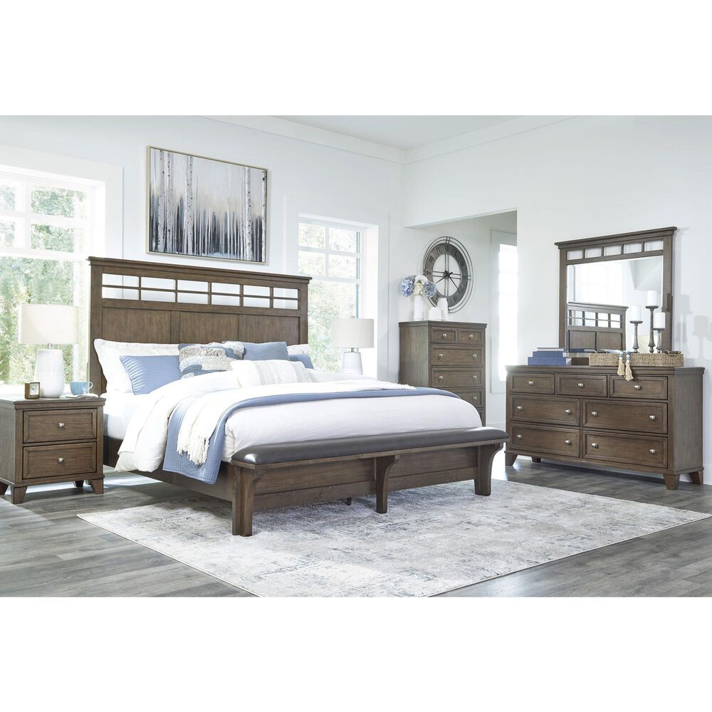 Ashley Queen Bed and Two Nightstands in Medium Brown, , large