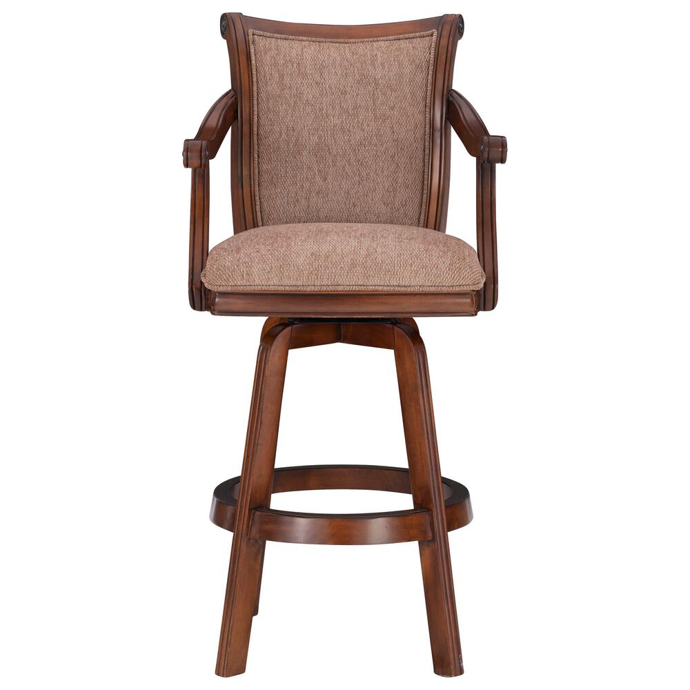 Linon Home Decor Brandon Swivel Bar Stool in Cherry, , large